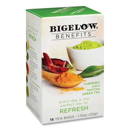 BIGELOW Benefits Turmeric Chili Matcha Green Tea, 0.6 oz Tea Bag, PK18, 18PK RCB00826